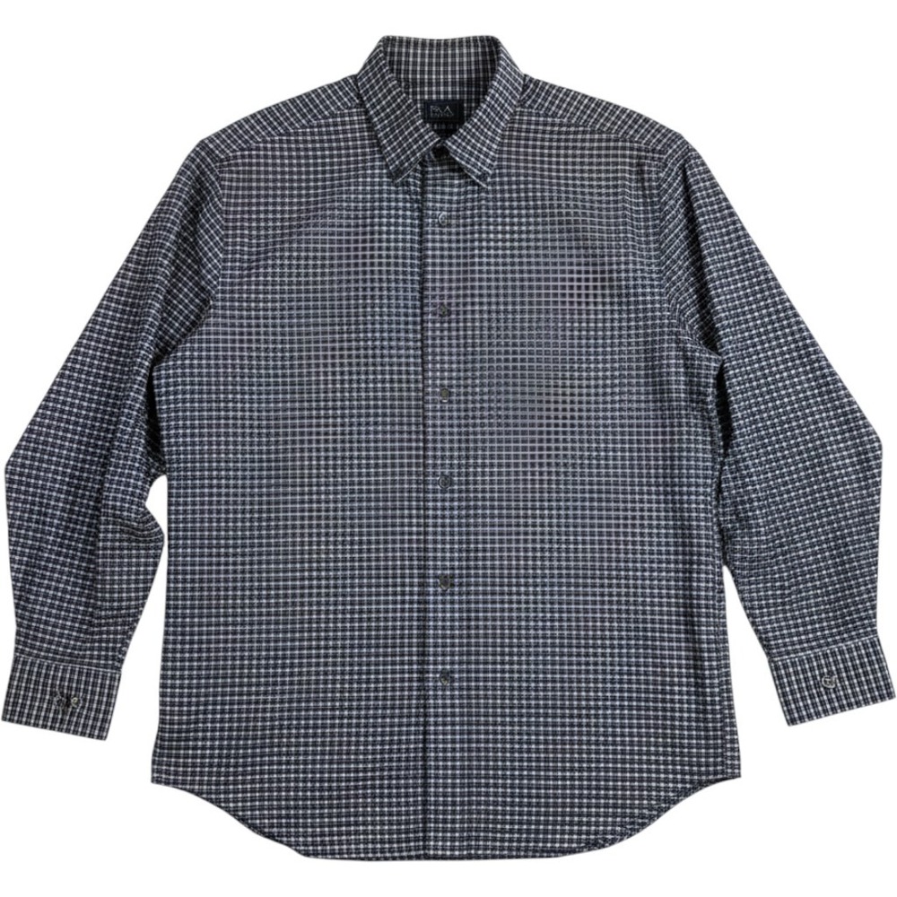 Jos. A. Bank Traveler Mens Large Blue Gingham Check Button Down Shirt Cotton